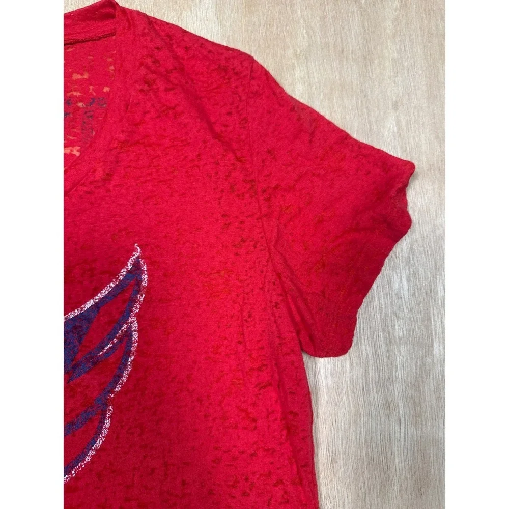 Washington Capitals Womens Red V Neck Glitter Logo T Shirt Pro Size XL - Picture 5 of 10